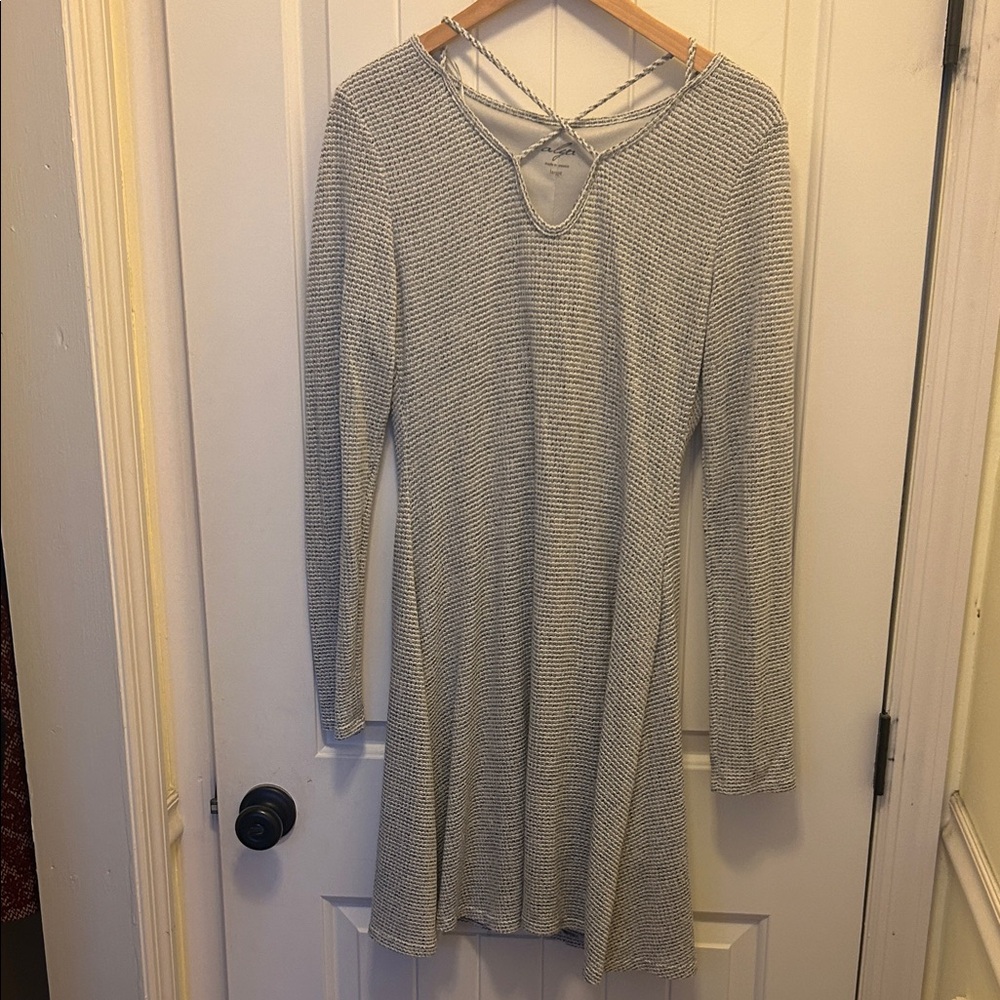 Gray Long Sleeve Knit Dress
